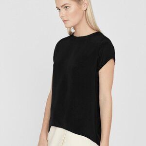 Cuyana Silk High Low Tee - Black - Large